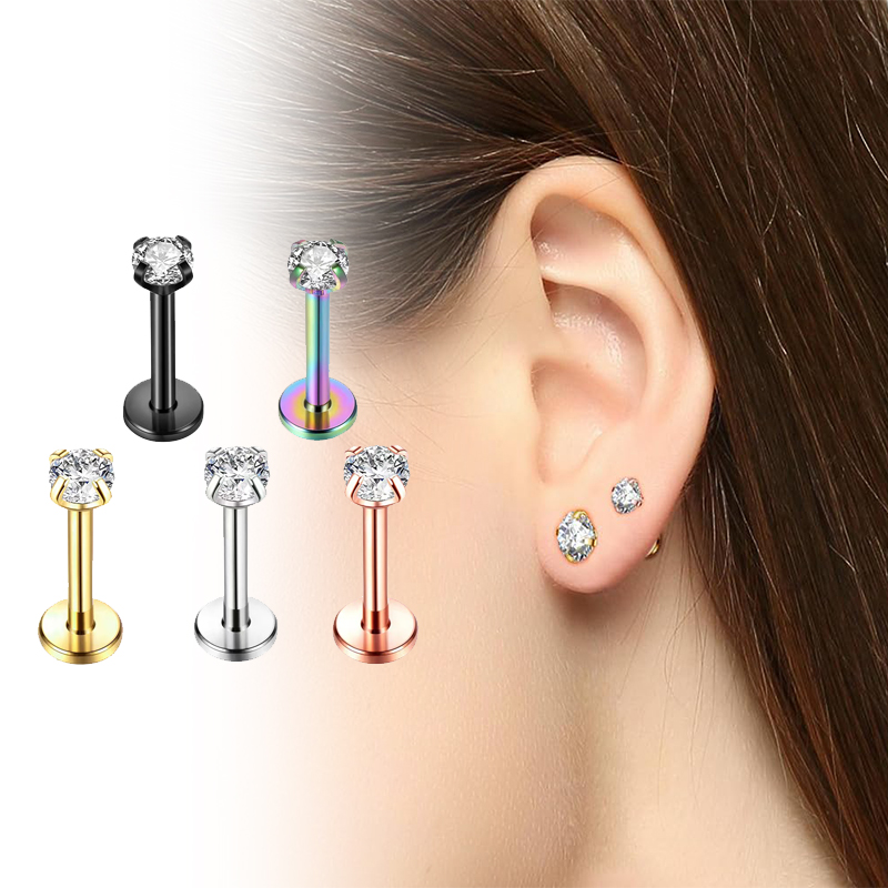 Body Jewelry Labret - 16G Titanium Internally Threaded Flat Back
