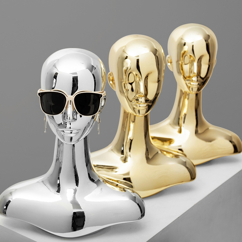 Body Jewelry Stores - Kledingwinkel Mannequin Hoofdmodel Gegalvaniseerd Goud Zilver