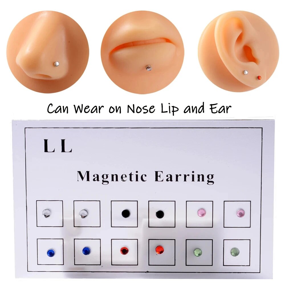 Body Jewelry Labret - 12PCS/Card Fake Cheater Niet Doorboord Magneet
