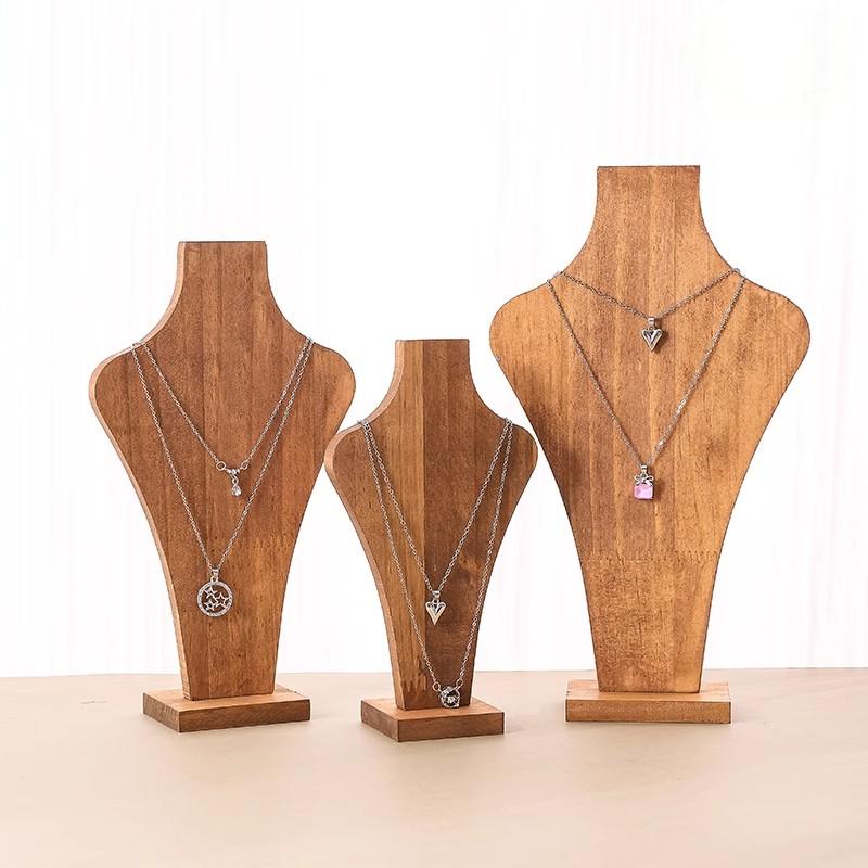 Body Jewelry Display Ideas - Walnoothout afneembare mannequin ketting display rek