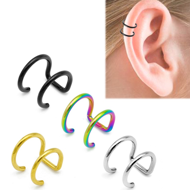 Body Jewelry Labret - 2 stuks 316L roestvrijstalen clip-on oormanchetten