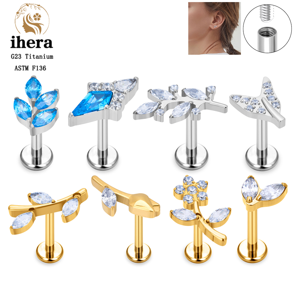 Body Jewelry Labret - Bloembladpatroon Piercing Oorstekers CZ Paved Top