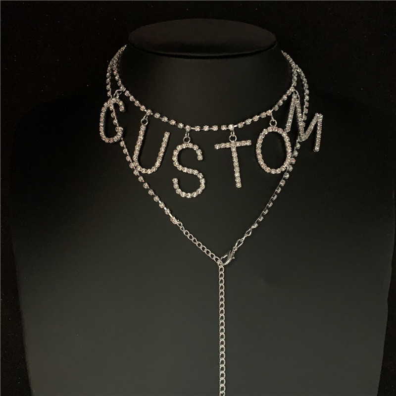 Body Jewelry Goth - Dropship Custom Diy Strass Letter Ketting