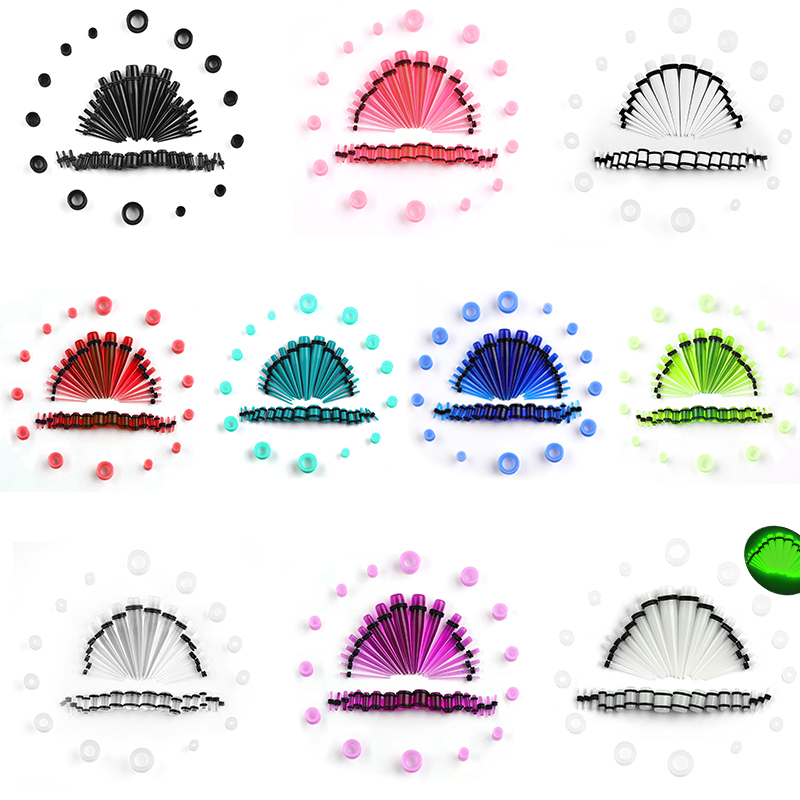 Body Jewelry Gauges - 50 stuks acryl spike oormeters set