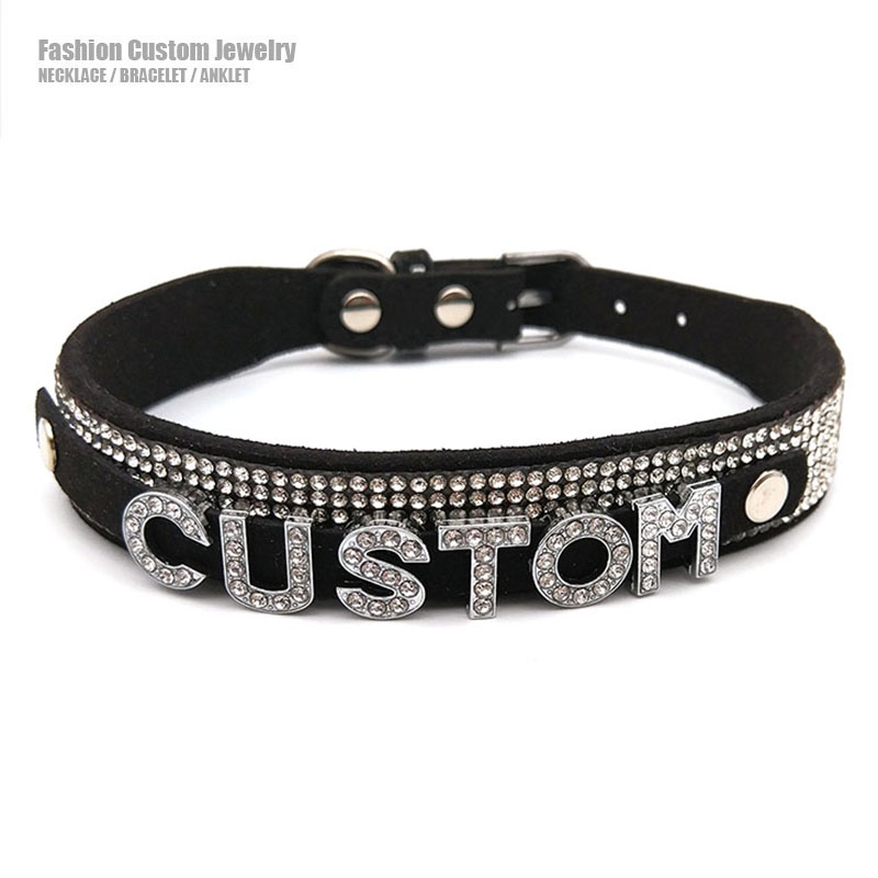 Body Jewelry Goth - Glanzende Strass Letters Aangepaste Kraag Choker