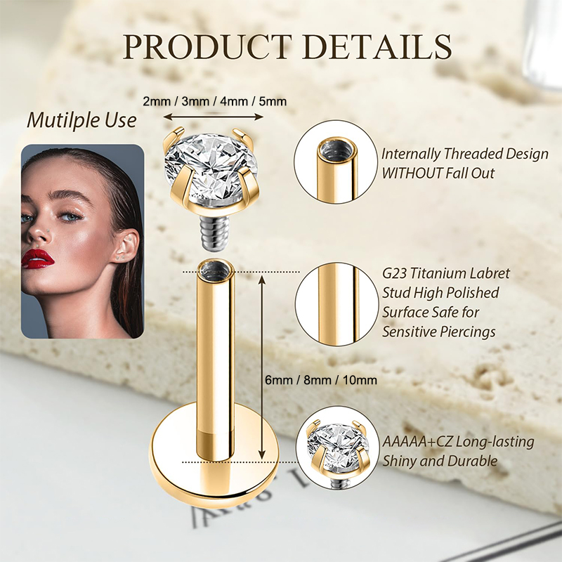 16G Titanium Internally Thread - Body Jewelry Labret recensie en prijs